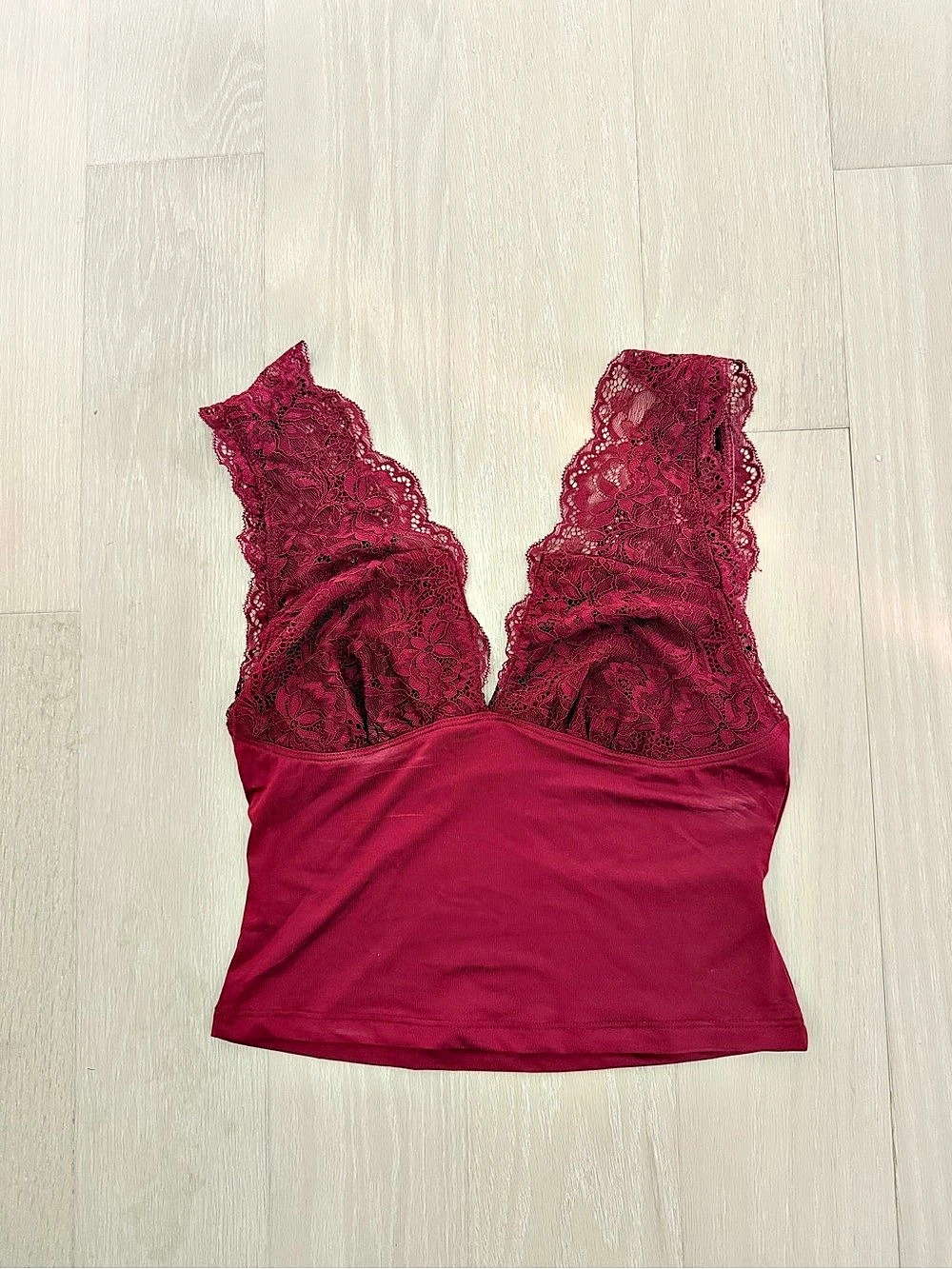 Princess Polly Far Away Top Burgundy Lace Camisole in Red